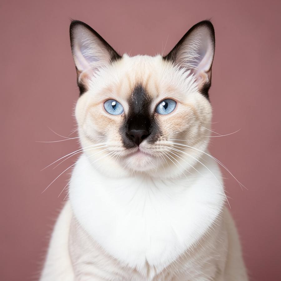 Cream point siamese cat with blue eyes looking at the camera